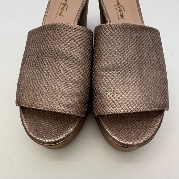 Gianni Ferrante Italian Gold Summer Platform Wedge Slide Sandal Size 38 - Picture 7 of 16